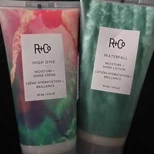 R+Co High Dive & Waterfall Moisture Duo — Green and Pink Marble Tubes